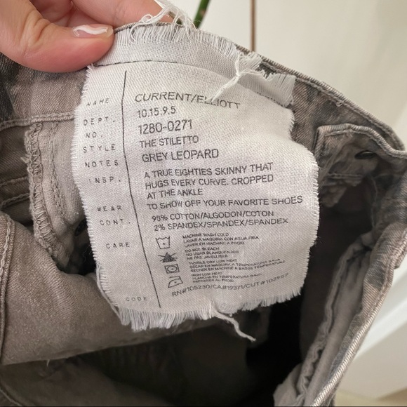 CURRENT/ELLIOT Gray Leopard Stiletto Mid Rise Skinny Jeans - Picture 6 of 12